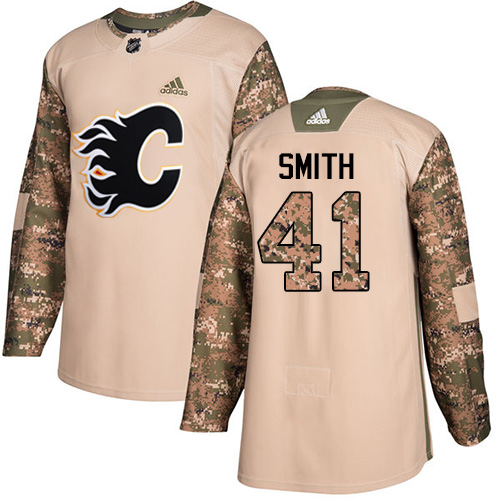 Adidas Flames #41 Mike Smith Camo Authentic Veterans Day Stitched NHL Jersey - Click Image to Close